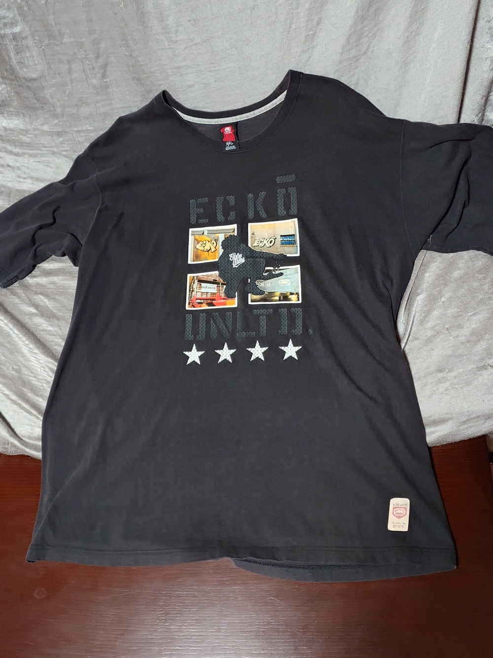 Vintage 90s Ecko Unlimited Men's Black Graphic Short-Sleeve Shirt With Real Pics